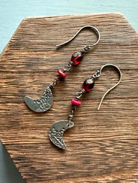 Image 10 of garnet and ruby crescent moon earrings