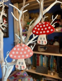 Image 1 of Ceramic Toadstool House Hanging decoration