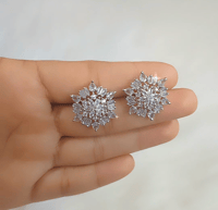 Image 1 of Dia-American Diamond Studs-Flower Design 