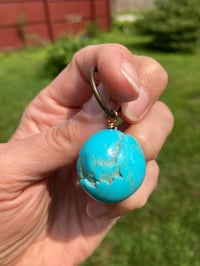 Image 2 of Kingman Turquoise Keychain, Genuine Turquoise Purse Dongle, Kingman Turquoise Pendant