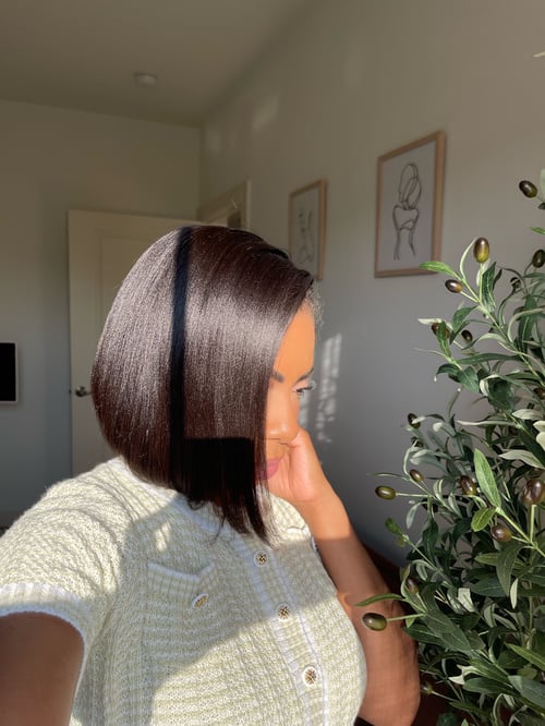 Image of 10 inch YAKI BLUNT CUT BOB with KINKY EDGES! FULLY CUSTOMIZED lace front WIG