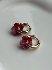 Image 2 of Cherry Red Huggies 18k Gold Plated