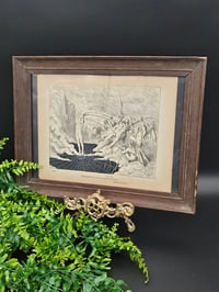Image 3 of Large -STATEMENT PIECE "1800's Dante Inferno Gustave Dore" page with preserved spider web - D