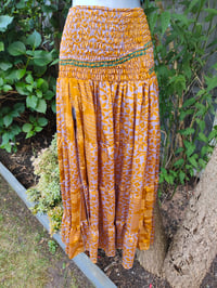 Image 4 of Zara Spilt Skirt- Sari fabric yellow and nude ish