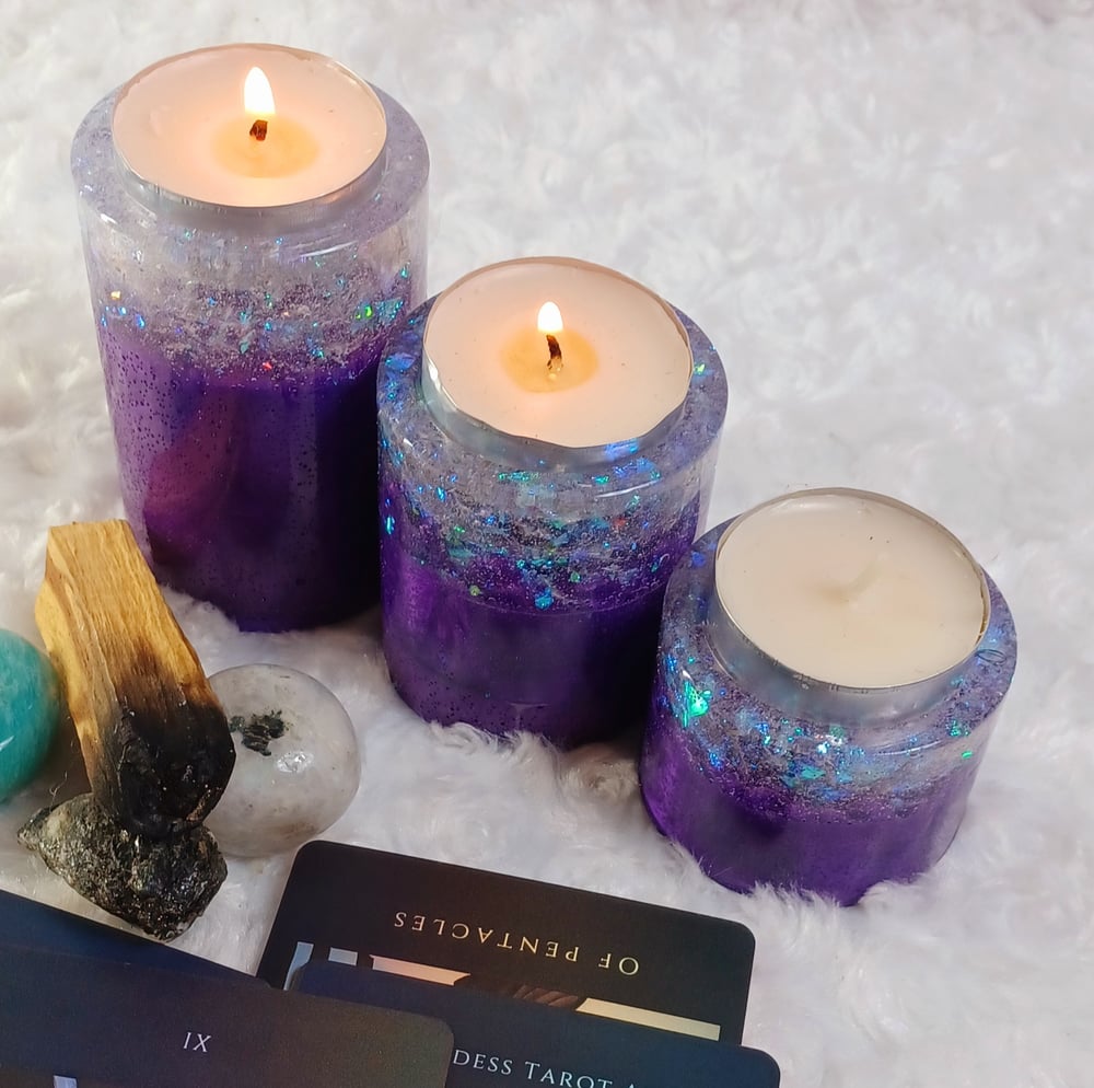 Image of Purple Aura tea light holders