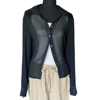 Image 6 of Vintage Y2K- 90s Sheer Button Up with Crochet Accent - L 