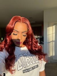 Image 2 of "FLAME" 22 inch REDDISH BROWN 5X5 LACE CLOSURE WIG with LAYERS 