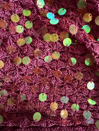 Image 5 of Vintage Y2K mauve iridescent ruched side sequin crochet cami top