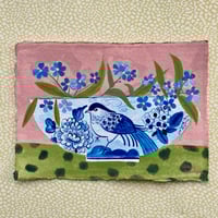 Image 1 of Forget-me-nots in a Blue and White Bowl