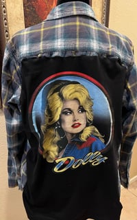 Vintage Blue/Yellow/White Flannel Shirt Dolly Parton