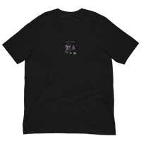 "Doodle" Unisex T-shirt (purple print on black)