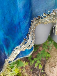 Image 6 of Poncho Woodstock Top -free size Blue purple see thru