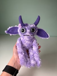 Image 3 of Happy Weighted Monster w/ Flowers - Lavender Purple