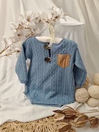 Image 1 of Photo prop | boy bodysuit for photoshoot |  Ari | dusty blue | 12-15 months | 18-24 months