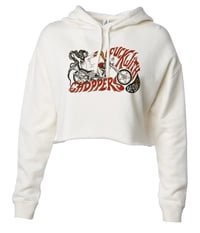 Image 1 of fuck with women's cropped hooded sweatshirt - bone