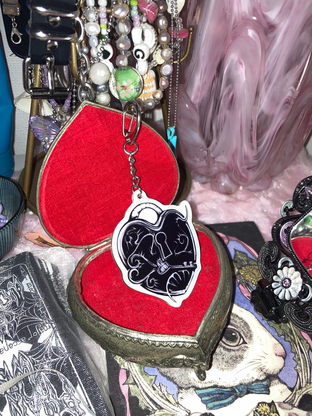 Locket charm keychain 