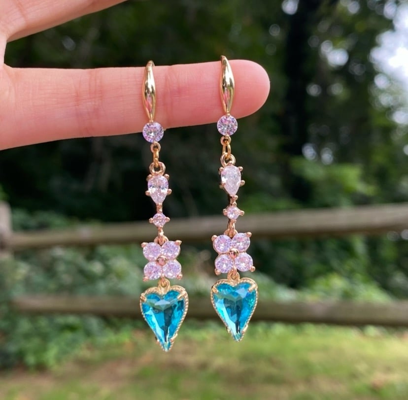 Image of ✨✨❤️Midnight Sparkles✨✨❤️ Aqua Dangling Earrings