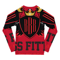 Image 2 of BOSSFITTED Red and Black Logo AOP Kids Compression Shirt