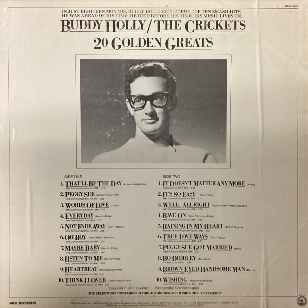 Buddy Holly/The Crickets - 20 Golden Greats