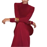 Image 6 of Turtleneck Ruched Red Dress dresses