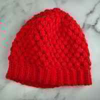 Image 4 of red hand crocheted hat