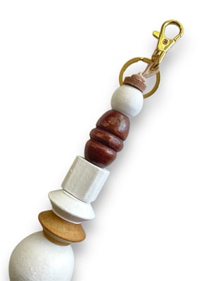 Image of BRANCUSI BAG CHARM / KEYCHAIN : WHITE & WOOD #2