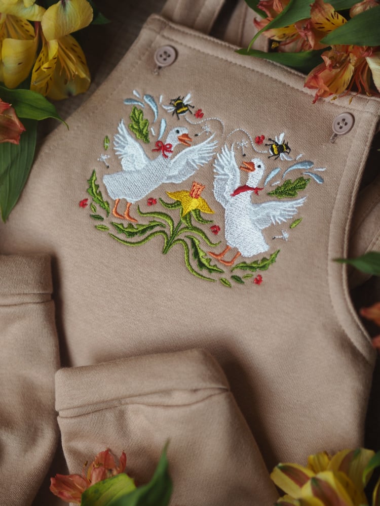 Image of Symmetry in Spring - Taupe Dungarees