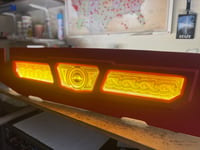 Image 3 of 1962-1964 IMPALA TRUNK PANEL WRAPPED ALIANTE RED ALL GOLD IMPALA LOGO/ENGRAVED