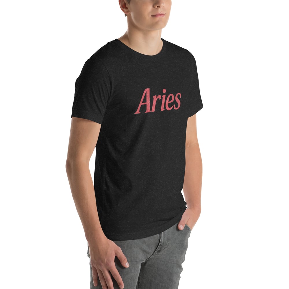 Image of Unisex Aries T-shirt (Red Font)