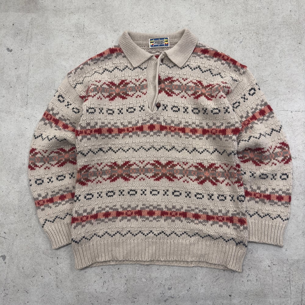 Image of Missoni Sport wool long sleeve collared sweatshirt, size XL