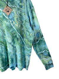 Image 3 of XXL Unisex Adult Waffle Long Sleeve Shirt in Verdant Geode Ice Dye