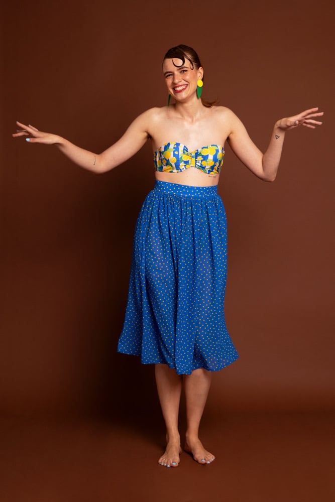 Image of Falda Azul Lunares amarillos