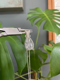 Image 4 of Silver Black Rutile Teardrop Crystal Necklace