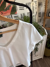 Image 2 of Target v neck crop tee white 