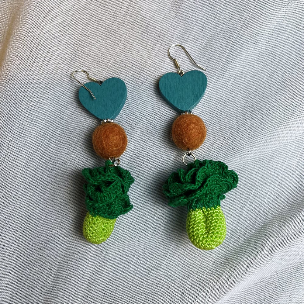 Image of PAK CHOI crocheted earrings