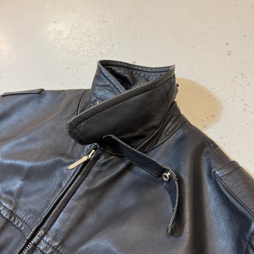Image of 1990s German Police Leather Jacket, Size Large