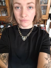 Image 6 of labradorite crystal heart with fox tooth chunky 