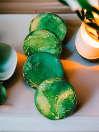 Image 1 of Set of 4 Epoxy Resin Art Coasters 'The Adventurine'