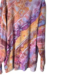 Image 5 of L Unisex Adult Soft Long Sleeve Tee in Solar Flare Geode Ice Dye