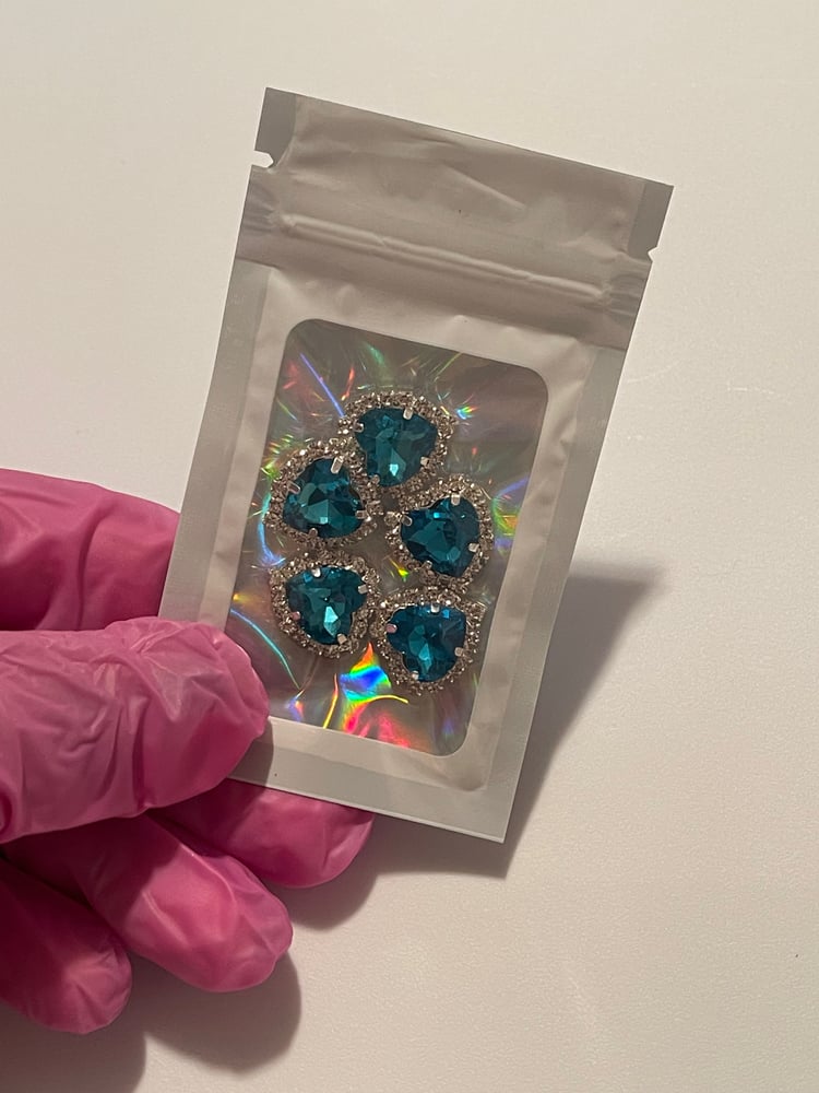 Image of TURQUOISE BLING HEARTS 