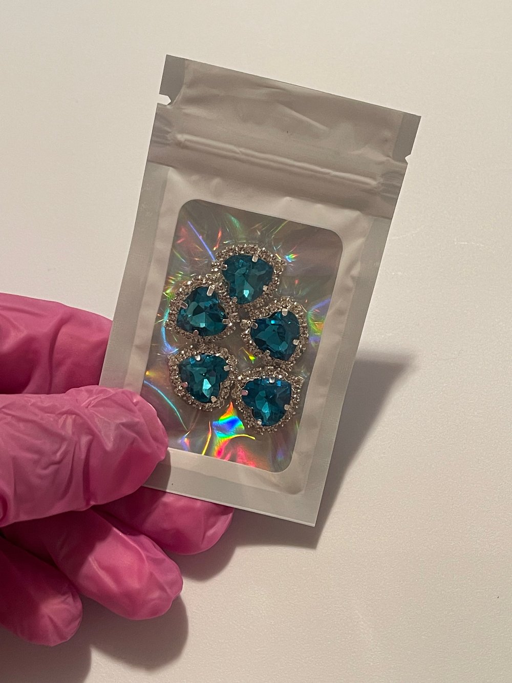 Image of TURQUOISE BLING HEARTS 