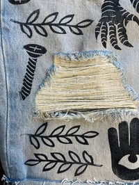 Image 6 of 'That’s What I Love' Custom Blockprinted Distressed Denim Shorts