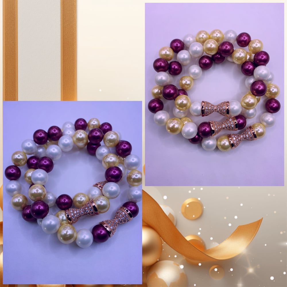 Image of Raspberry Pearl Beaded Bracelet 