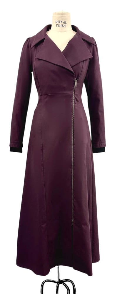 McClearon Jacket- Maroon asymmetrical Zip Trench jacket/Dress, Modern Goth with a Twist | kim schalk McClearon Jacket- Maroon asymmetrical Zip Trench jacket/Dress, Modern Goth with a Twist | kim schalk