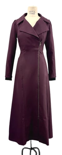 Image 1 of  McClearon Jacket- Maroon asymmetrical Zip Trench jacket/Dress,  Modern Goth  with a Twist 