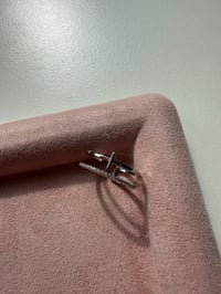 Image 7 of Cross double ring 十字双层锆石银色戒指
