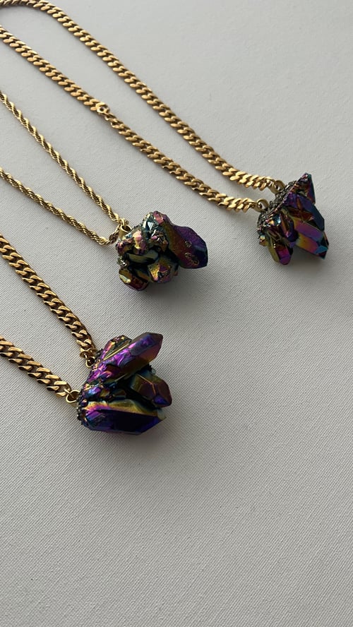 Image of FAIRY BERRIES 3 • Aura Quartz Crystal Necklace