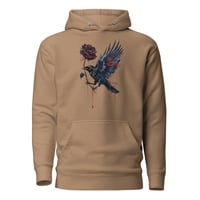 Image 1 of Unisex Hoodie, Gothic Raven With Bleeding Red Rose Hoodie