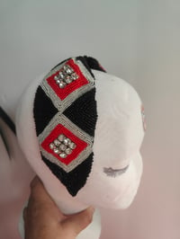 Image 2 of RED AND BLACK- PATTERN SILVER BAG AND HEADBAND