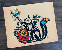 Image 1 of Day of the Dead Cat Dia de los Muertos Art Print 